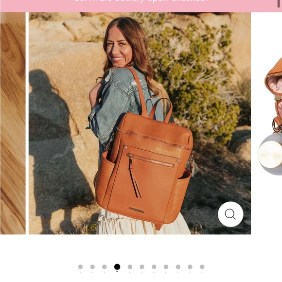 Poppy & Peonies Commuter Backpack - Cognac - Picture 6 of 6